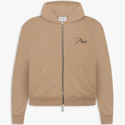 RHUDE FULL ZIP HOODIE SAND